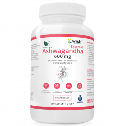 Wish Ashwagandha Extract 9% 600mg 90kaps. Witania Ospała